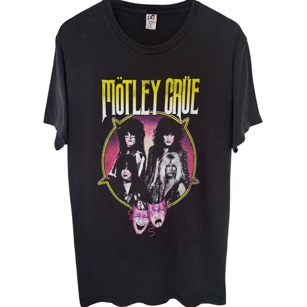 Optima T-Shirt Men's L Black Yellow, Pink, White Motley Crue Theatre of Pain